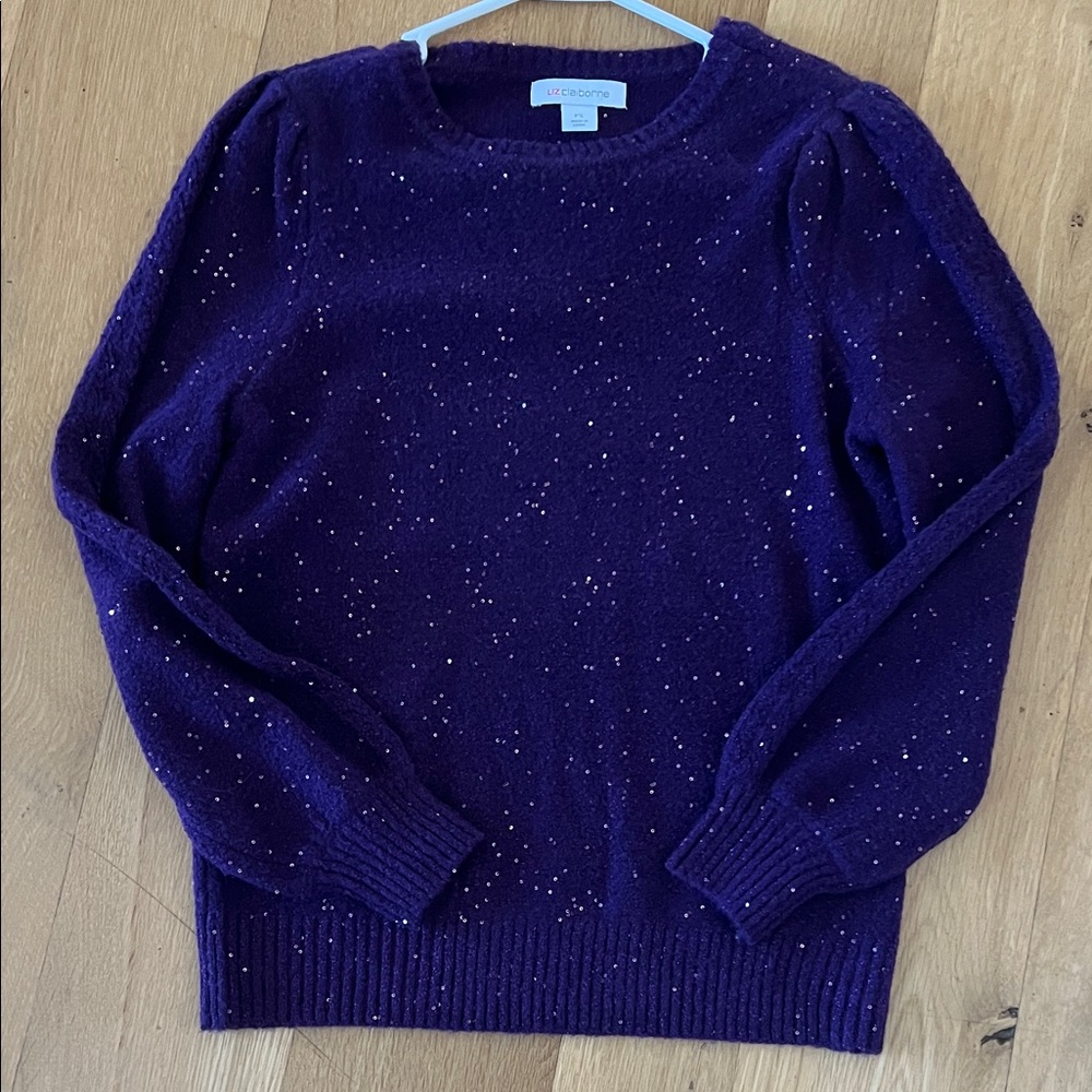 Liz Claiborne Deep Purple Sweater with Sparkle Accents